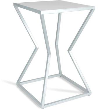 Imagem de Mesa de Canto Lateral Alta Quadrada para Sala Austria - Branca - Genus
