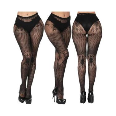 Imagem de Meia-calça Bodystocking plus Size Feminina Sensual Erótica Lingerie Ta