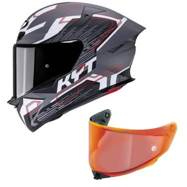 Imagem de Capacete KYT TT Revo Speeding Preto e Cinza Mais Viseira Vermelha
