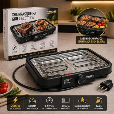 Imagem de Churrasqueira Elétrica Grill 2000W Anti Fumaça Portátil Com Controle d