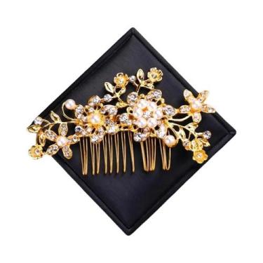 Imagem de Tiara De Cristal Dourado Com Pérolas Para Mulheres, Acessórios De Cabe