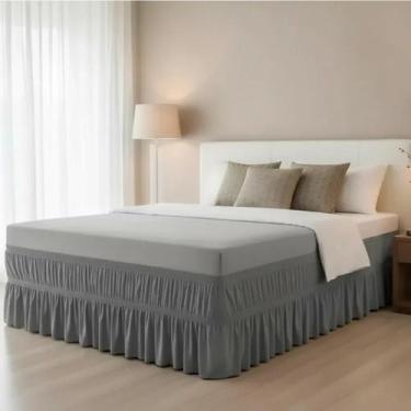 Imagem de Saia Para Cama Box Casal Padrão Chumbo Malha Elástico Duplo - BELCAPAS