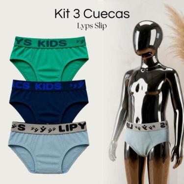 Imagem de Kit 3 Cuecas Infantil Masculina Algodão Lyps Slip Cós 312 - Fashion Ne