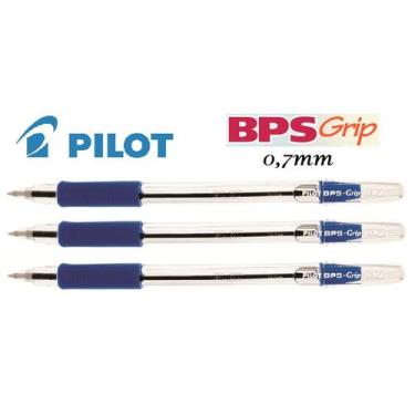 Imagem de Caneta Esferográfica BPS Grip 0,7mm Pilot Kit com 3 Azul
