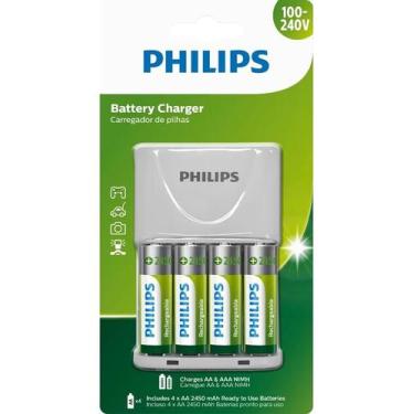 Imagem de Carregador C/ 4 Pilhas Philips Recarregaveis Aa 2450mah - Congratulati