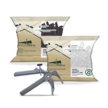 Imagem de Kit Piso Porcelanato 500 Espaçadores + 100 Cunhas + Alicate Nylon (2 mm)