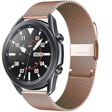Imagem de KAAGGF Pulseira 20/22 mm para Huawei Watch gt2 pro/fit para Samsung Galaxy Watch 3 45/41 mm aço inoxidável Milanese Belt Active 2 46/42 mm (cor da pulseira: Preto, Largura da pulseira: