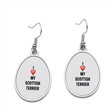 Imagem de Brinco Terrier escocês - I Love Scottish Terrier Brincos pendurados para meninas - Presente de festa de aniversário dos namorados