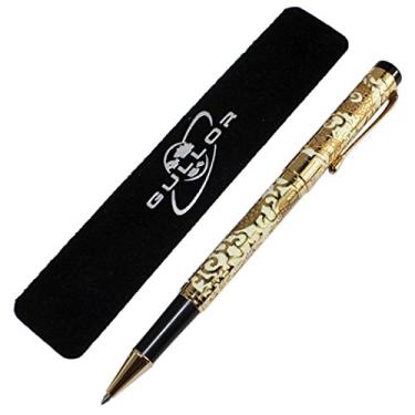 Imagem de Caneta-tinteiro avançado Jinhao 5000 Dragon Year dourado com preto, Apricot & gold rollerball pen