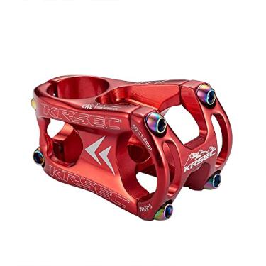 Imagem de Hastes de guidão de mountain bike CNC com alça curta Tate Mountain Bike de 31,8 x 50 mm de haste para guidão de liga de alumínio para bicicleta de estrada, MTB, bicicleta cross-country (vermelho)