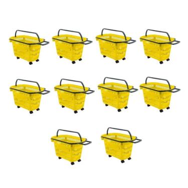 Imagem de Cesto de Compras D300 Dellaplast 30l Com Rodas Amarelo Kit10