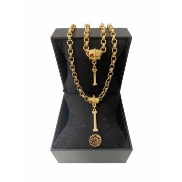 Imagem de Colar + Pulseira Elo Português Grosso 6mm Letra "I"