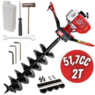 Imagem de Perfurador de Solo Profissional á Gasolina Kawashima ED52 52cc 2 Tempos Robusto e Resistente Com Broca 200mm Ideal Para Uso na Construção Civil