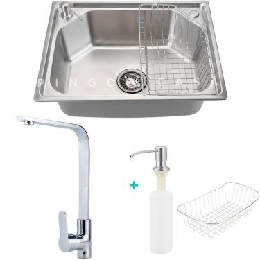 Imagem de Cuba Para Cozinha Gourmet Com Acessórios Guarani E Torneira Misturador Monocomando Inox Tapajós Pingoo.casa