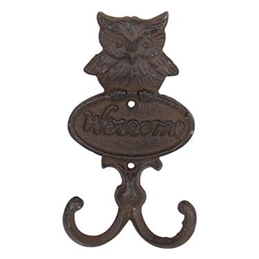 Imagem de GUIPAIHAI Gancho de parede de ferro fundido rústico preto antigo com 2 cabides para decoração de casa de fazenda e jardim (cor: rústico antigo, tamanho: 8 x 14,5 cm)