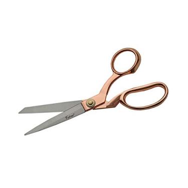 Imagem de SZCO Supplies Tesoura de alfaiate de tecido resistente Fatima de 21,5 cm com alça de ouro rosa