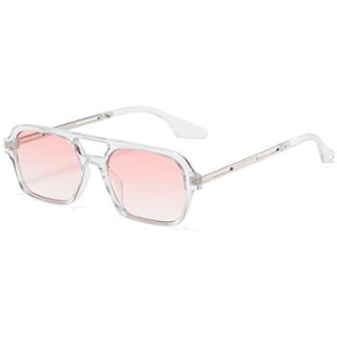 Imagem de Óculos de sol femininos retro pontes duplas moda luxo gradiente óculos tendência oco leopardo azul óculos de sol masculino tons uv400, rosa claro, como imagem