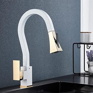 Imagem de Torneiras de cozinha pull-out torneira preta pia misturador duas funções alça única de água quente e fria torneira de cozinha montada no convés do guindaste, 3, China