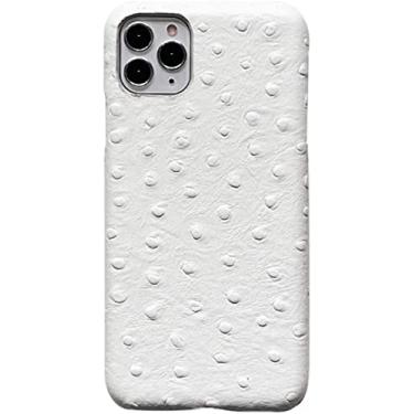 Imagem de KKFAUS Capa de couro genuíno para Apple iPhone 12 Pro Max (2020) 6,7 polegadas, padrão de avestruz branco à prova de choque resistente a arranhões capa de telefone respirável (cor: branco)