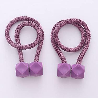 Imagem de Botão de cortina de ímã de polígono de diamante criativo sem perfurar suportes de cortina de tiebacks de cortina de botão de atração magnética simples, T11,2 PCS