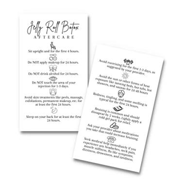 Imagem de Cartões de instruções de cuidados pós-cuidados Jelly Roll Botox | Impressão física 5 x 8,8 cm em cartão de visita | Suprimentos dermatologistas | Design branco e preto