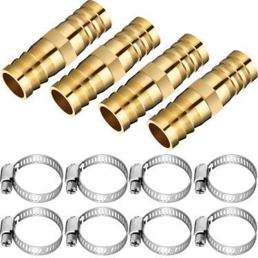 Imagem de 12 peças de conectores de reparo de mangueira com baquetas Kit de reparo de mangueira de jardim de latão Kit de conserto de mangueira de água Kit de reparo de mangueira fêmea sólida Reparação de extremidade de mangueira de jardim pequenas peças e conectores para montagem de reparo de mangueira de ág