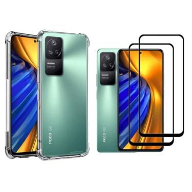 Imagem de Kit Capa Capinha Transparente + 2x Película de Vidro Temperado Para Poco F4 - (Hard Glass Store)