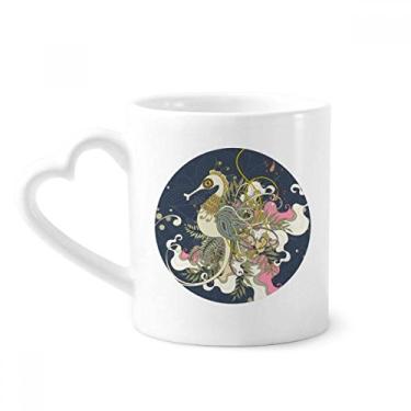 Imagem de Flor Japão Hippocampus Ukiyo-e caneca café cerâmica copo de coração de vidro