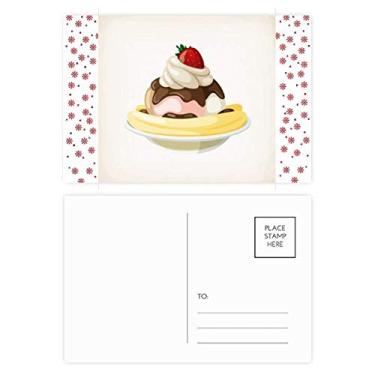 Imagem de Cartão postal de aniversário de flor de Natal sorvete doce de morango, banana, cartão postal de bênção