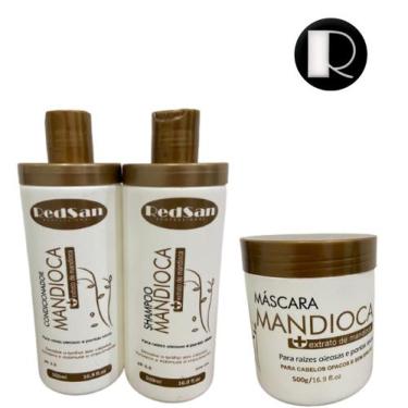 Imagem de Kit Fortacelicemto - Shampoo + Condicionador + Máscara De Mandioca 500
