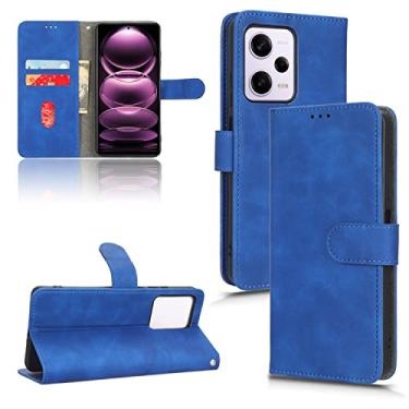 Imagem de Capas de telefone Business Skin Feel compatíveis com Xiaomi Redmi Note 12 12 Pro 5G Capa de couro com slots para cartão Suporte de clipe de carteira à prova de choque (azul, Redmi Note 12 Pro 5G)