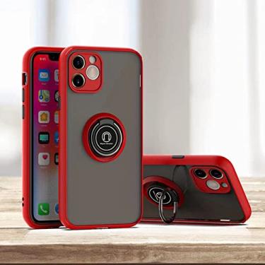 Imagem de Capa de proteção de lente de câmera de luxo para iPhone 11 12 13 14 Pro Max X XR XS Max 6 7 8 Plus Suporte de suporte de anel traseiro Capa fosca, vermelha, para iPhone 8 Plus