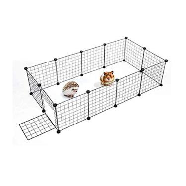 Imagem de Cocoarm - cercadinho para animais de estimação para animais pequenos, portátil, faça-você-mesmo, gaiola de metal com porta e laço de cabo, caneta de exercício para ambientes internos e externos, para brincar para coelhinho da Índia e coelho, preto