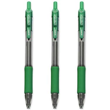 Imagem de Zebra Pen Sarasa Canetas esferogr ficas retr teis de 0,7 mm Pacote com 3 Tinta verde