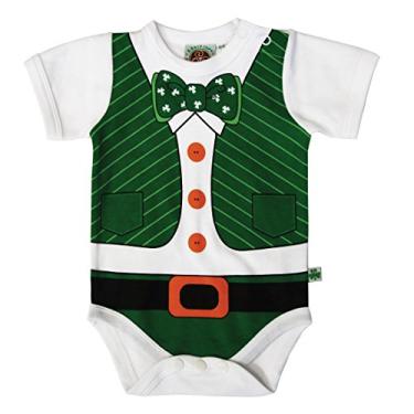 Imagem de Traditional Craft Ltda. Macacão para bebê irlandês com estampa de duende, Branco, 0-6 Month