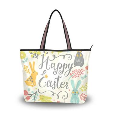 Imagem de Bolsa feminina com alça superior brilhante Happy Easter bolsa de ombro, Multicolorido., Medium