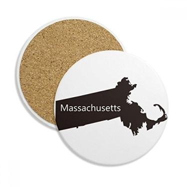 Imagem de Massachusetts – Caneca de porta-copos com contorno do mapa dos EUA