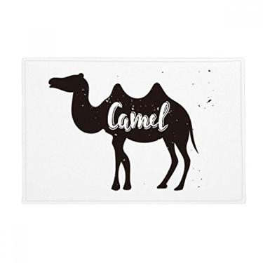 Imagem de DIYthinker Camel Tapete de porta de banheiro antiderrapante para chão de animal preto e branco