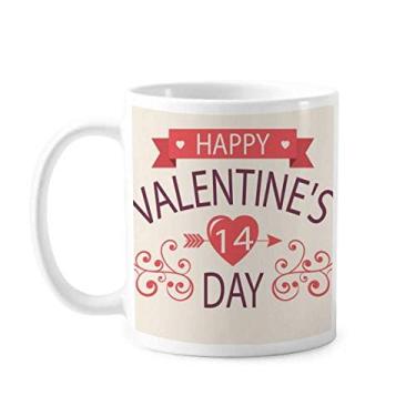 Imagem de Caneca vermelha Happy Valentine's Day 14 coração flecha caneca cerâmica café porcelana louça