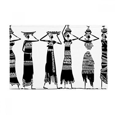 Imagem de DIYthinker Primitive Africa Dresses Tapete de porta de banheiro com totems pretos aborígenes antiderrapante