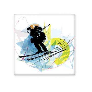 Imagem de Esporte Atletas, Esqui, Esqui, Aquarela, Esboço, Azulejo Cerâmico, Decalque Brilhante, Pedra Adorna de Tijolos