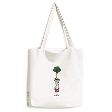 Imagem de Sacola de lona com desenho de árvore tunisiana de futebol, bolsa de compras, bolsa casual