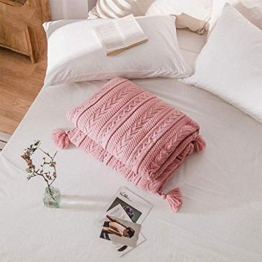 Imagem de Manta de algodão tricotada para sofá-cama de carro, ultra quente macio leve respirável e aconchegante lance antiestático-azul 150 * 200cm