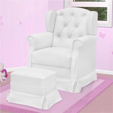 Poltrona de Amamentação com Balanço e Puff Alicia Corino Branco - Phoenix Baby