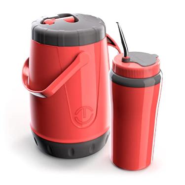 Imagem de Kit Tererê Pávia Copo Térmico bomba garrafa cuia Rosa