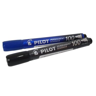 Imagem de Kit 2 Caneta Marcador Permanente Pilot Azul E Preta Sca-100