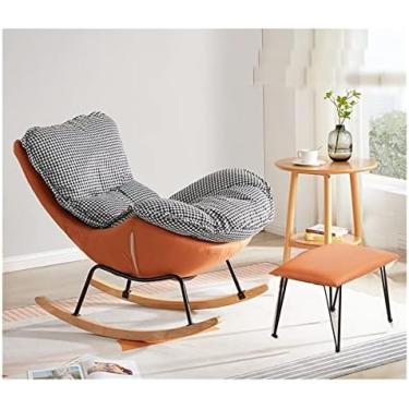 Imagem de Leisure Sofa Rocking Chair ​and Footstool,comfortable And Breathable ​accent Chair,upholstered Chair With Arms,The Seat Cushion Is Removable And Washable, Waterproof And Dirt Proof,cinza-laranja,