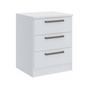 Imagem de Mesa de Cabeceira Modulada 3 Gavetas Requinte+ Móveis Castro Branco Line
