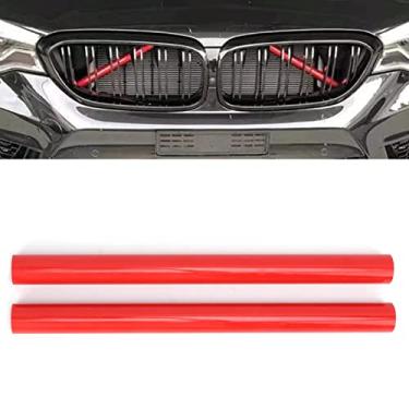 Imagem de XTevu 2pcs Substituição Stripe Stripe Guarnições Compatível Com BMW Série 5 F07 F10 F11 F18 2010-2017, Faixa Decorativa Grade Do Pára-choques Dianteiro(vermelho)