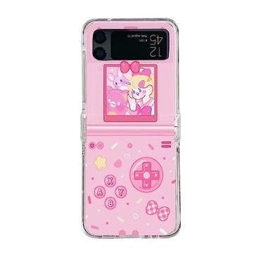 Imagem de Para Samsung Galaxy Z Flip 4 3 5 Capa com pulseira de pérola de desenho animado coreano para Samsung Z Flip4 Flip3 Zflip 5 Capa com corrente de pulso, PinkYXJDK, para Samsung Z Flip 3